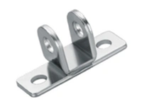 Double-lug clevis bracket with extended two-hole base plate