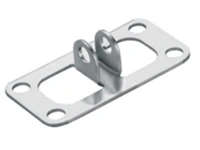 Double-lug clevis bracket with slotted base plate